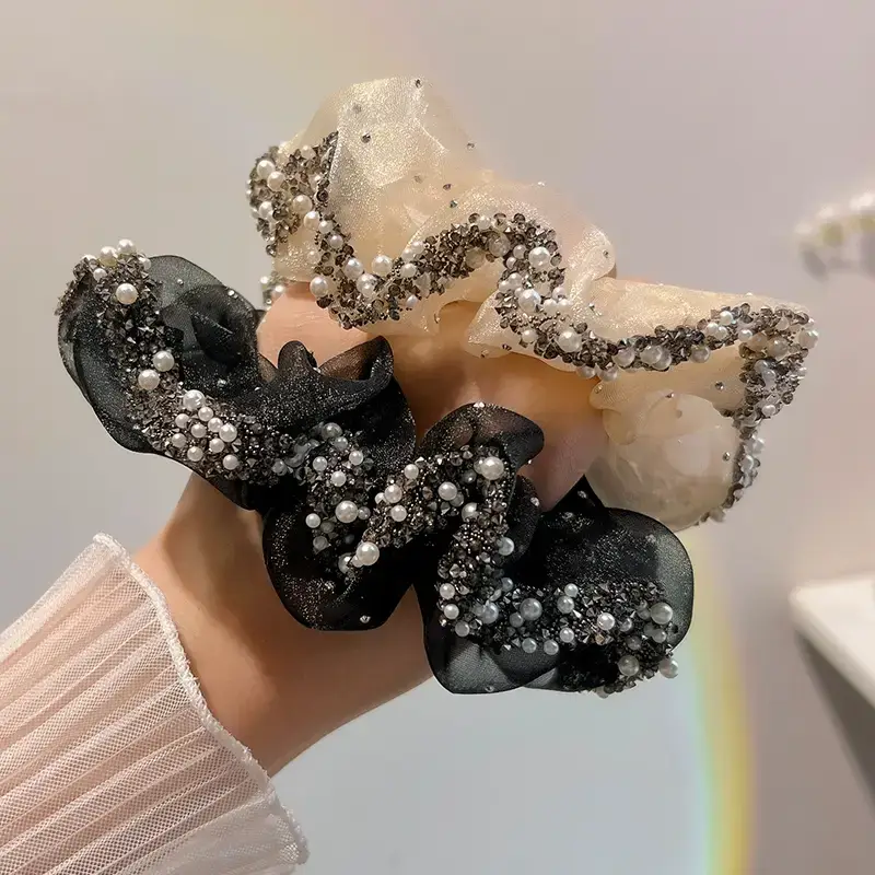 Black Pearl Embellished Hair Ring for Women - Image 7