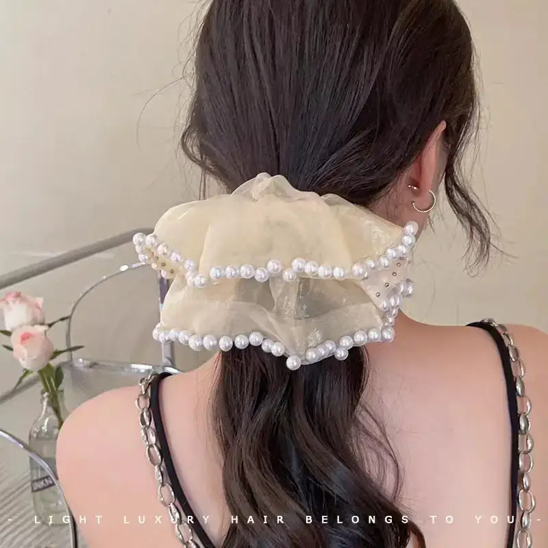 Black Pearl Embellished Hair Ring for Women - Image 4