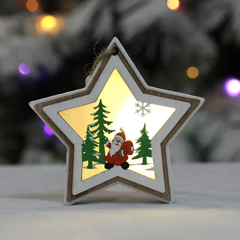 Luminous Wooden Christmas Tree Decorations Set