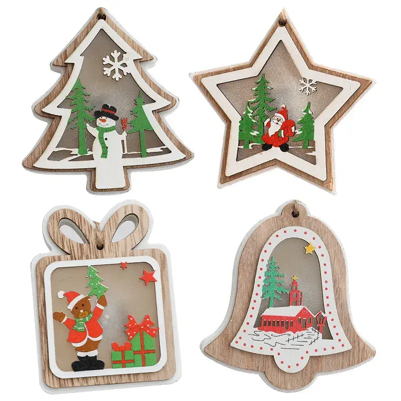 Luminous Wooden Christmas Tree Decorations Set