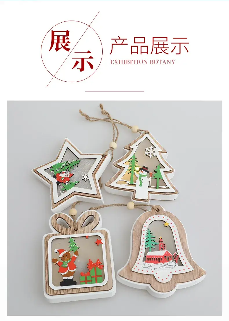 Luminous Wooden Christmas Tree Decorations Set — feature 11