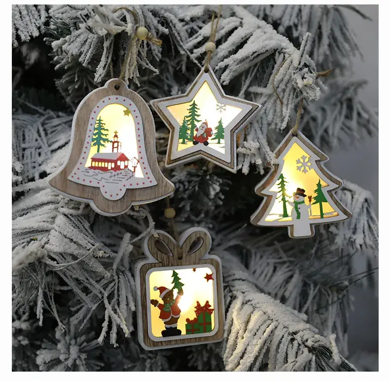 Luminous Wooden Christmas Tree Decorations Set — feature 18