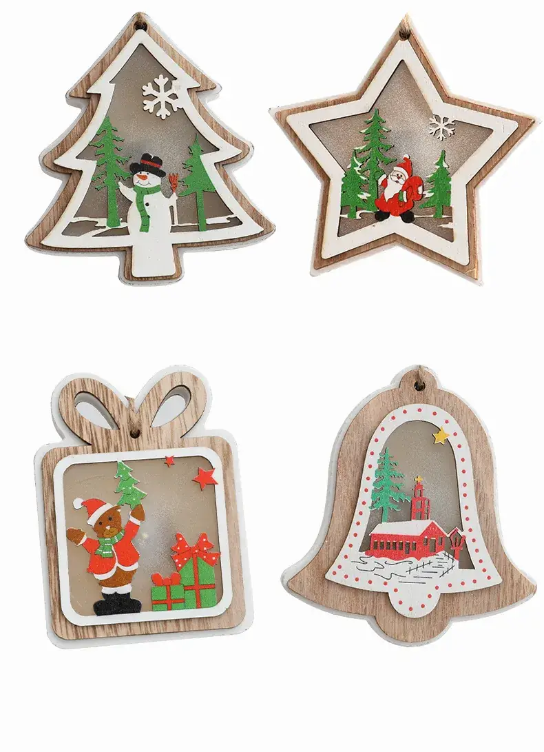Luminous Wooden Christmas Tree Decorations Set — feature 20