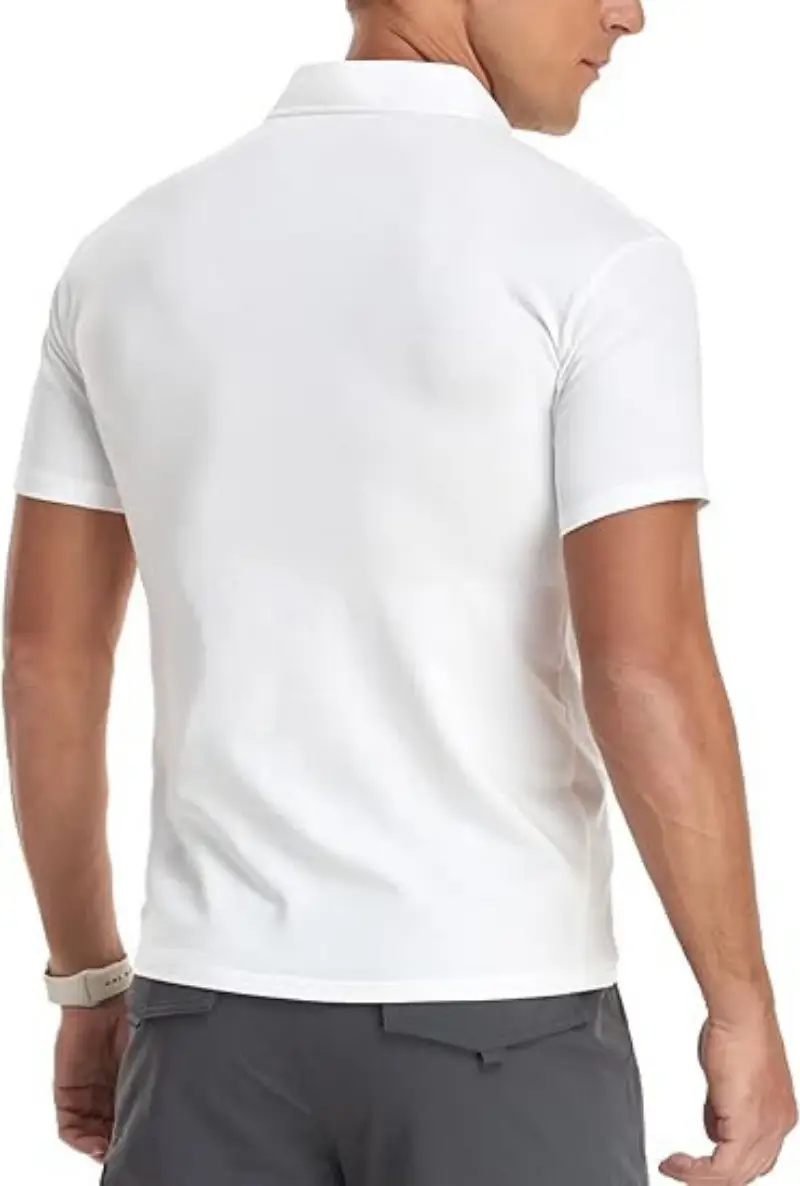 Men's White Muscle Fitness T-Shirt Round Neck Short Sleeve — feature 12