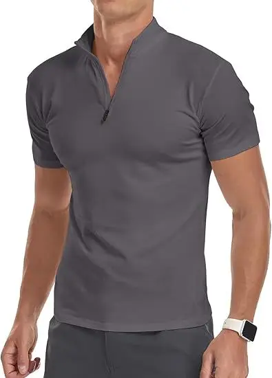 Men's White Muscle Fitness T-Shirt Round Neck Short Sleeve — feature 14