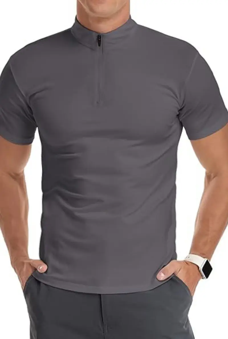 Men's White Muscle Fitness T-Shirt Round Neck Short Sleeve — feature 15