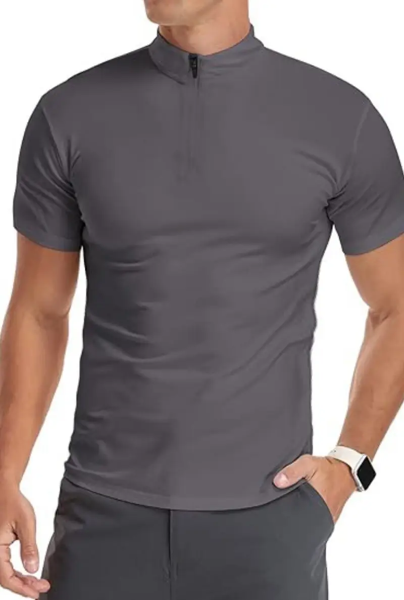Men's White Muscle Fitness T-Shirt Round Neck Short Sleeve — feature 16