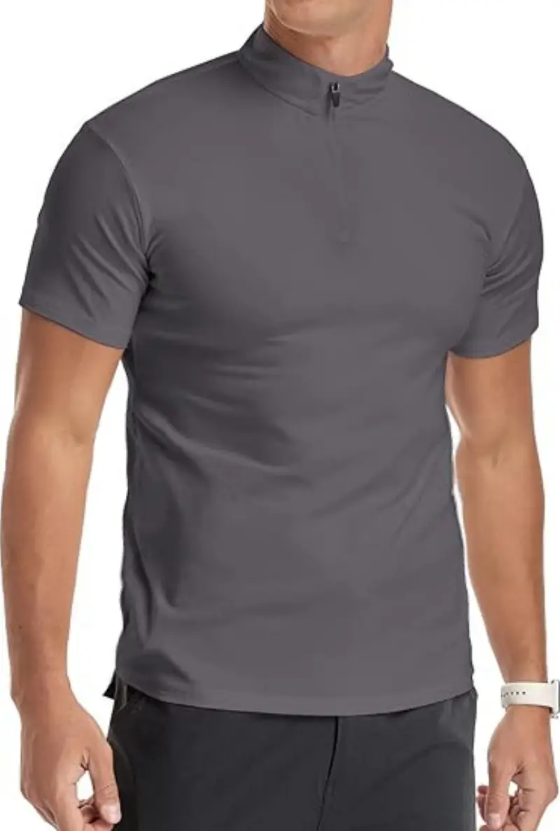 Men's White Muscle Fitness T-Shirt Round Neck Short Sleeve — feature 17
