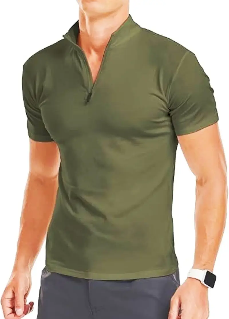 Men's White Muscle Fitness T-Shirt Round Neck Short Sleeve — feature 30