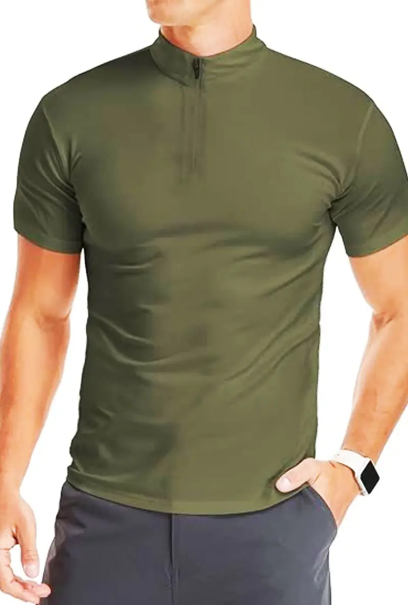 Men's White Muscle Fitness T-Shirt Round Neck Short Sleeve — feature 32
