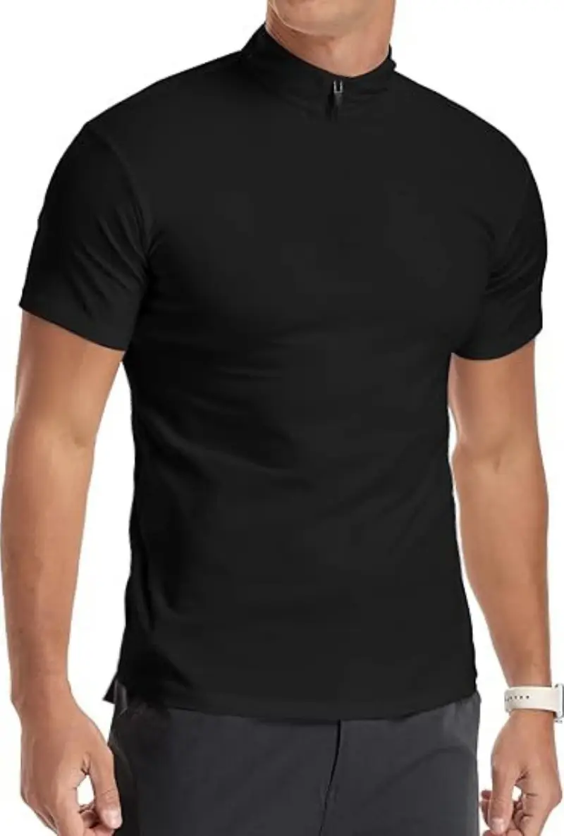 Men's White Muscle Fitness T-Shirt Round Neck Short Sleeve — feature 5