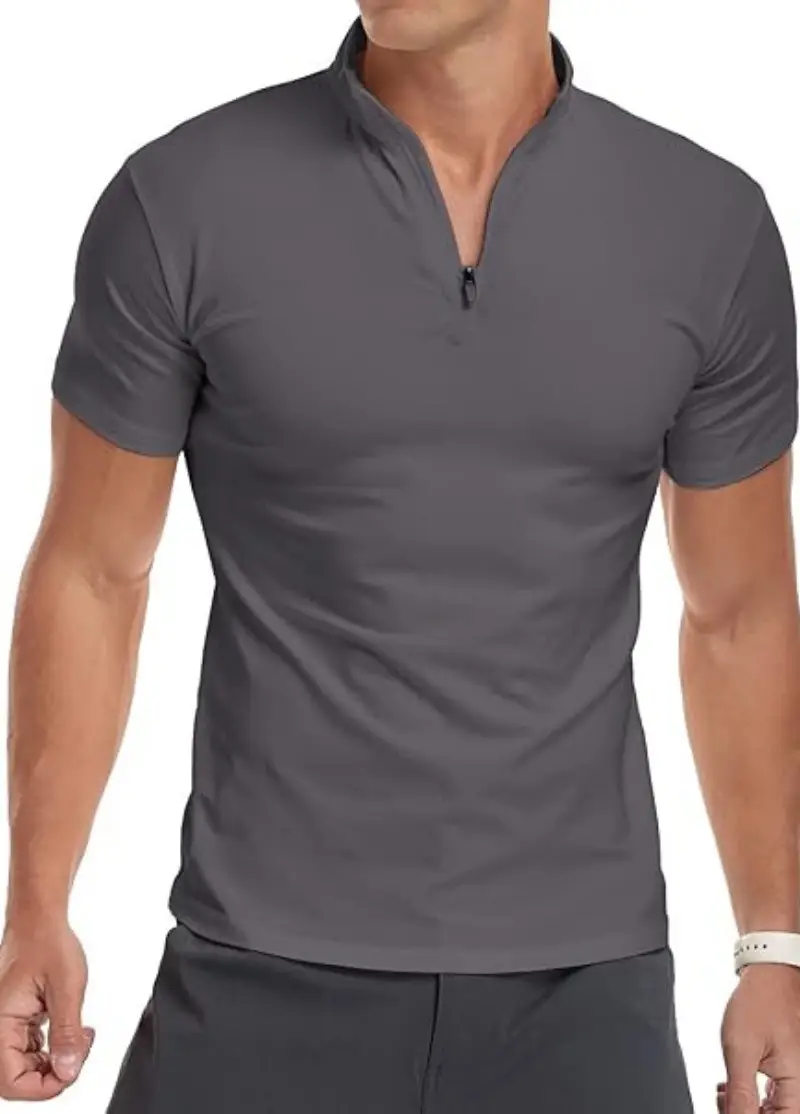 Men's White Muscle Fitness T-Shirt Round Neck Short Sleeve - Image 4