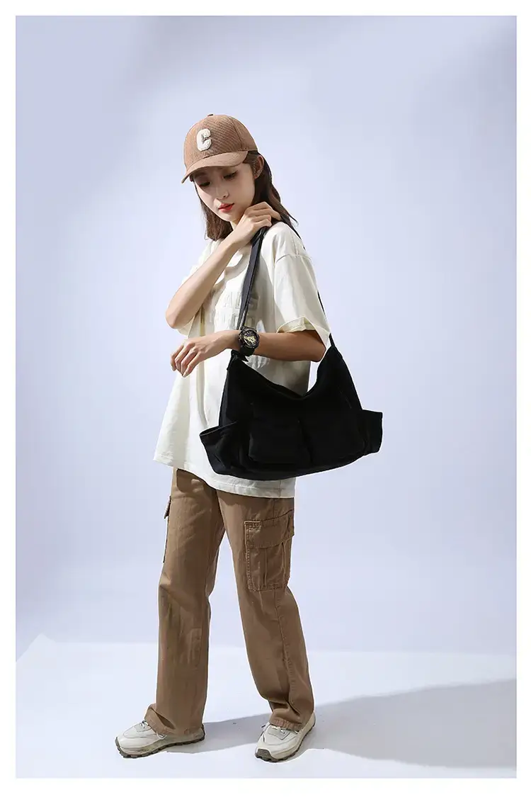 Men's Olive Canvas Shoulder Messenger Bag Large Capacity — feature 15