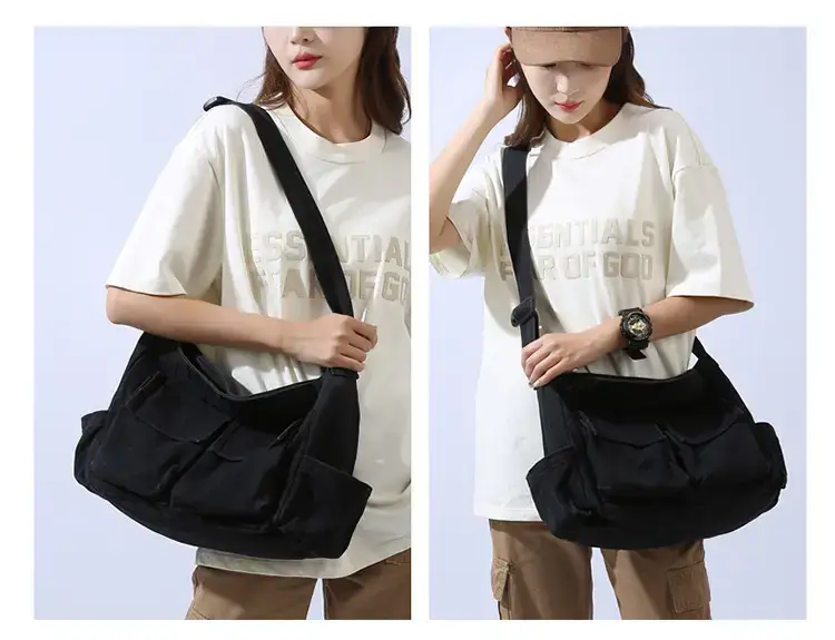 Men's Olive Canvas Shoulder Messenger Bag Large Capacity — feature 19