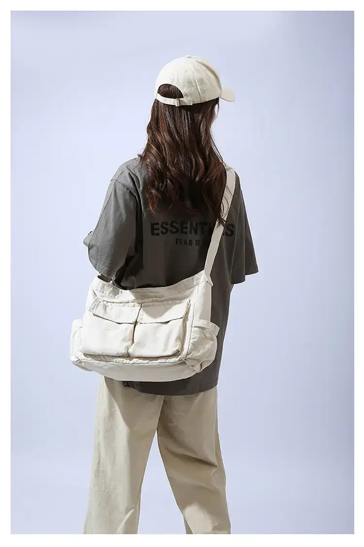 Men's Olive Canvas Shoulder Messenger Bag Large Capacity — feature 25
