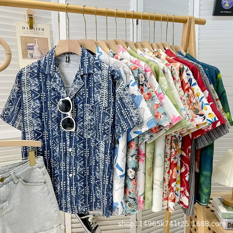 Women Japanese Retro Floral Short Sleeve Shirt - Image 44