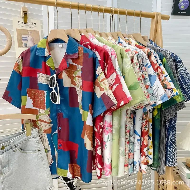 Women Japanese Retro Floral Short Sleeve Shirt - Image 46