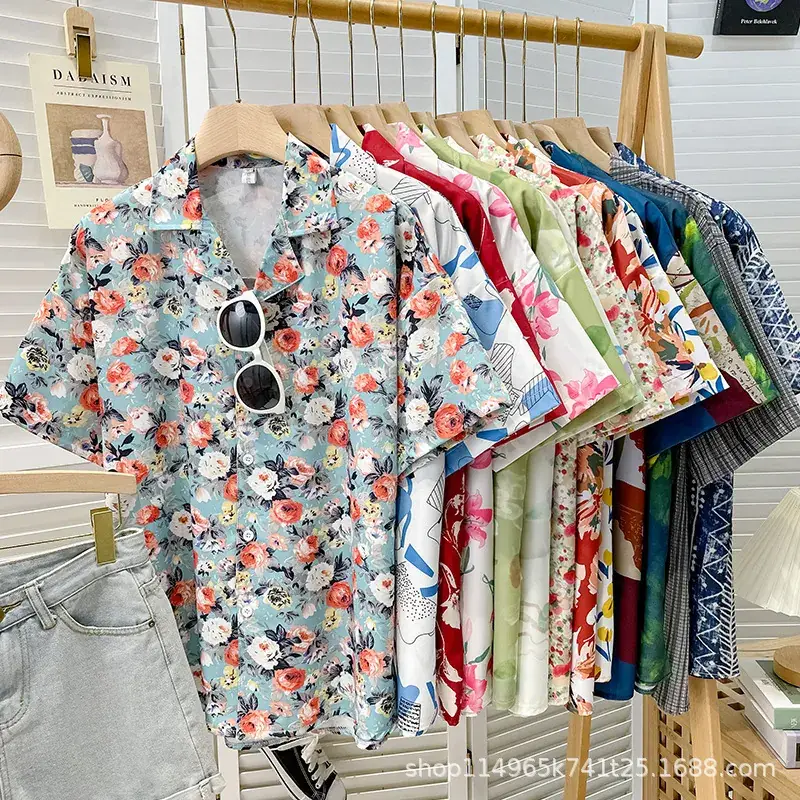 Women Japanese Retro Floral Short Sleeve Shirt
