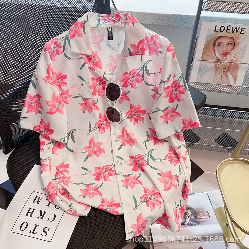 Women Japanese Retro Floral Short Sleeve Shirt — feature 11