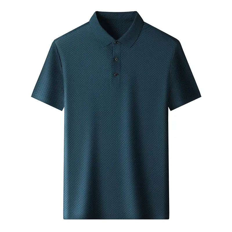 Men's Slim Fit Polo Shirt Ice Silk Dark Blue - Image 13