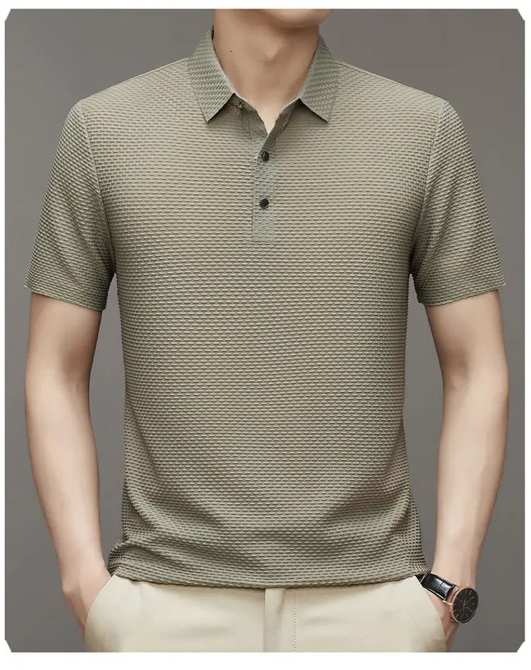 Men's Slim Fit Polo Shirt Ice Silk Dark Blue — feature 16