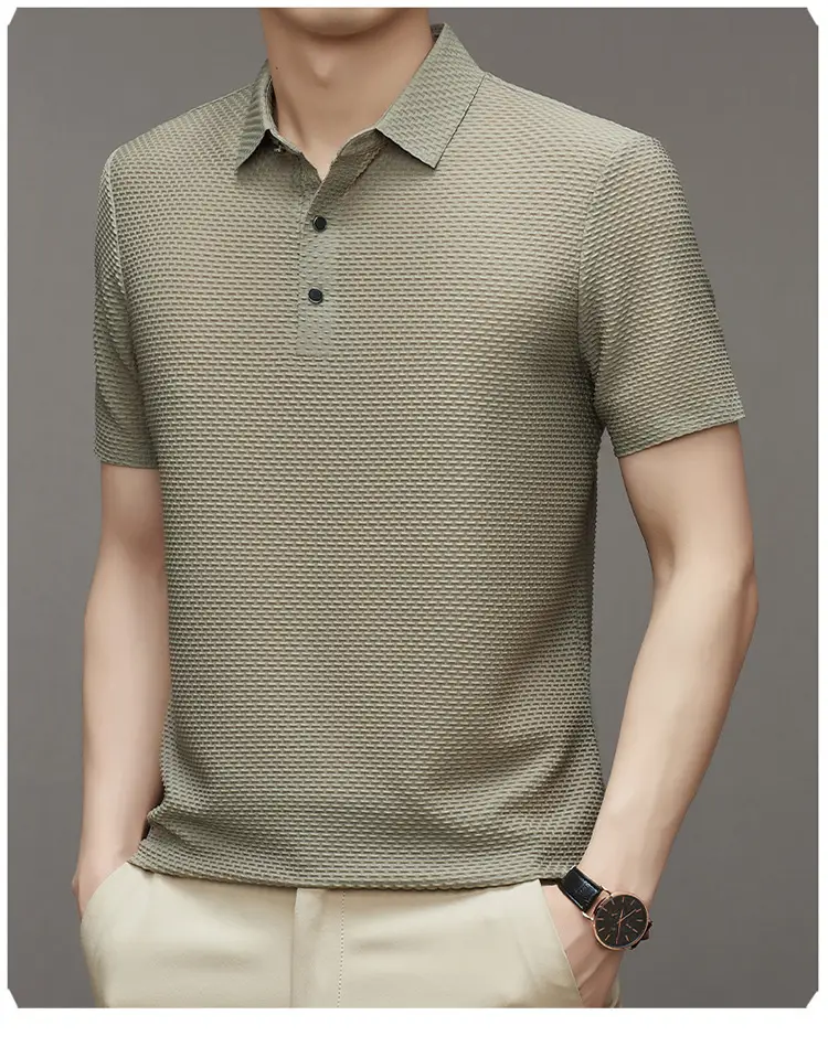 Men's Slim Fit Polo Shirt Ice Silk Dark Blue — feature 17