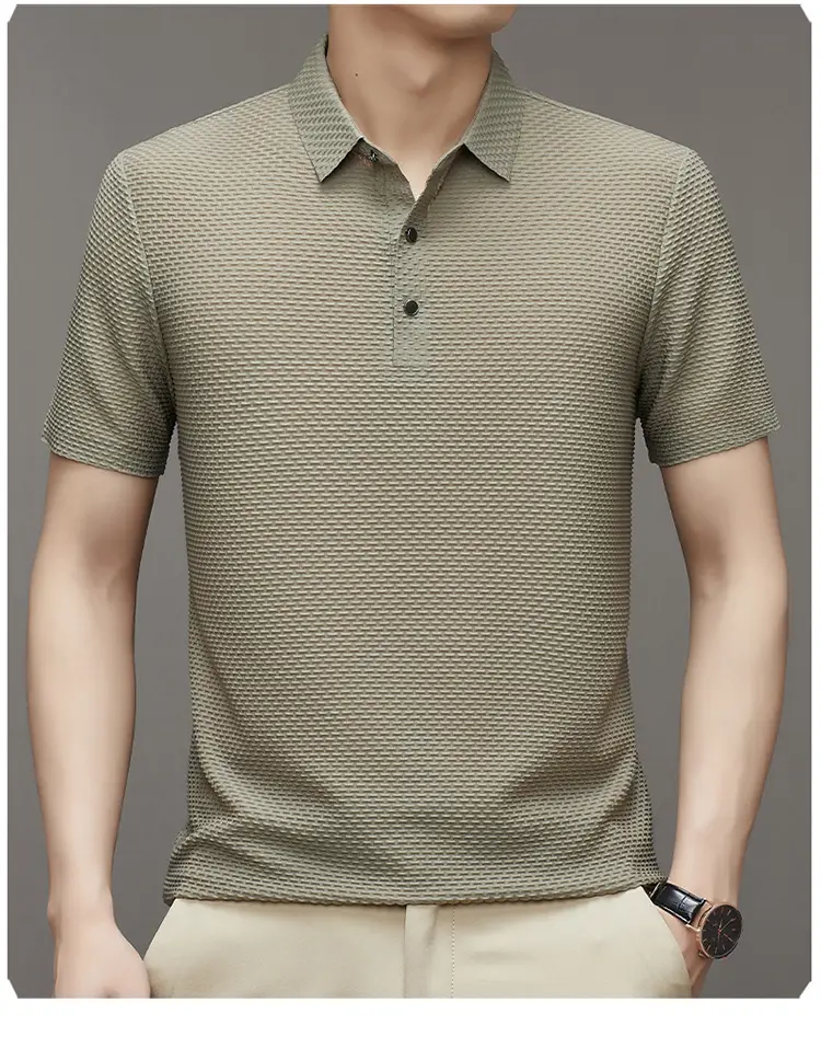 Men's Slim Fit Polo Shirt Ice Silk Dark Blue — feature 18