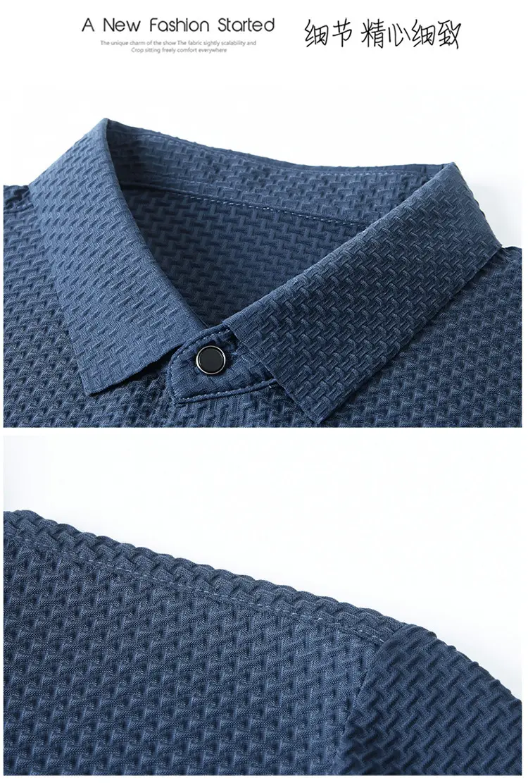 Men's Slim Fit Polo Shirt Ice Silk Dark Blue — feature 27