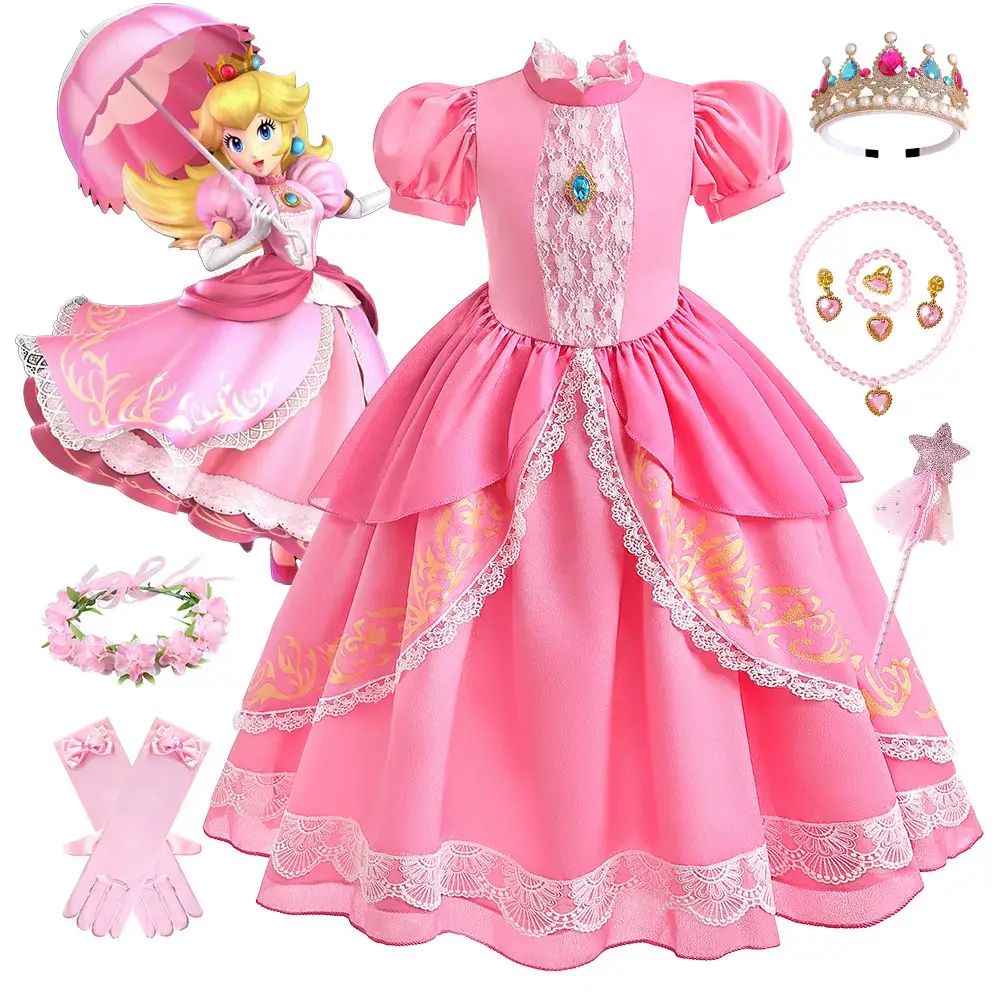Cross Border Summer Princess Dress for Girls Pink
