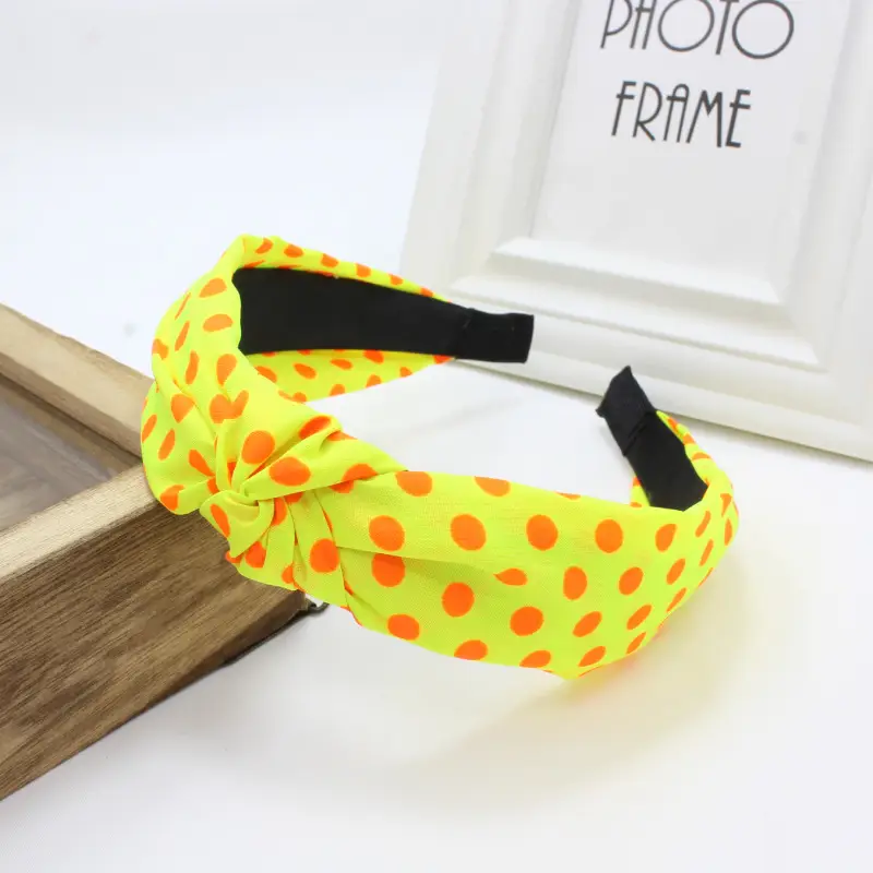 Yellow Polka Dot Hairband for Girls - Image 2