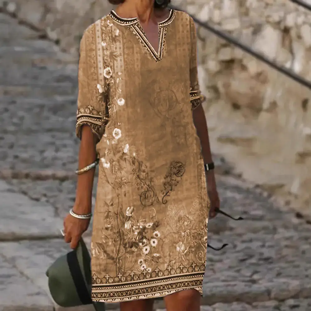 2024 Women's Green Floral V Neck Short Sleeve Kurti - Image 8