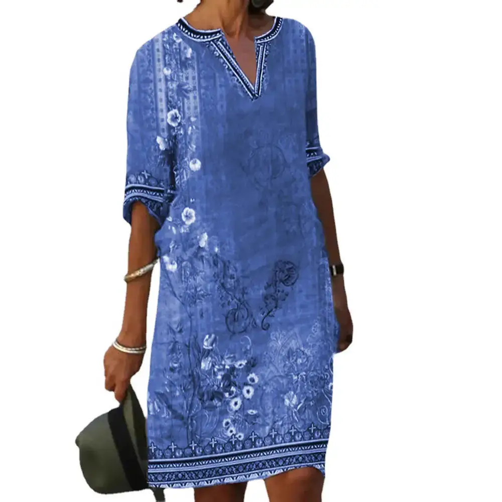 2024 Women's Green Floral V Neck Short Sleeve Kurti - Image 9