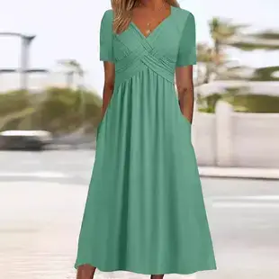2024 Women's Green Floral V Neck Short Sleeve Kurti — feature 5