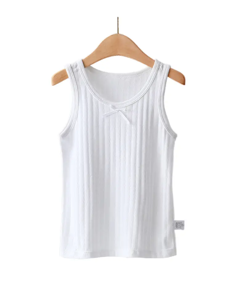 White 100 Cotton Sleeveless Vest for Girls — feature 10