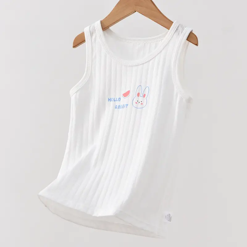White 100 Cotton Sleeveless Vest for Girls - Image 10