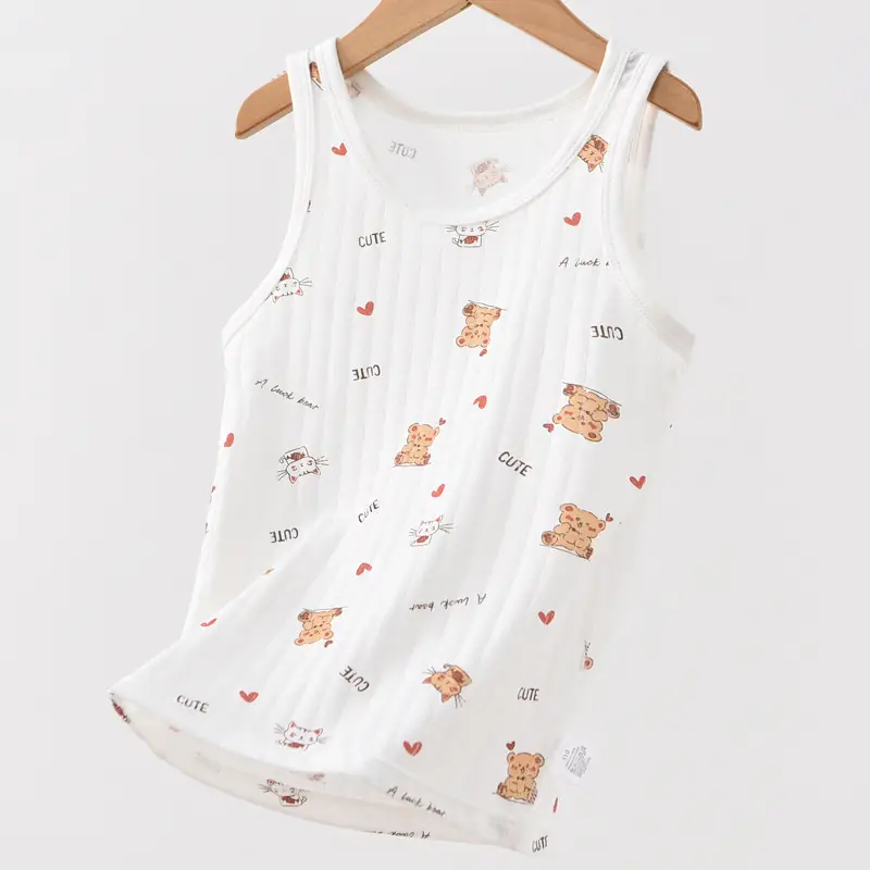 White 100 Cotton Sleeveless Vest for Girls - Image 8