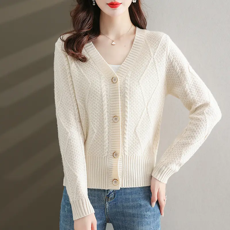 Purple V-Neck Knitted Cardigan for Women - Image 9