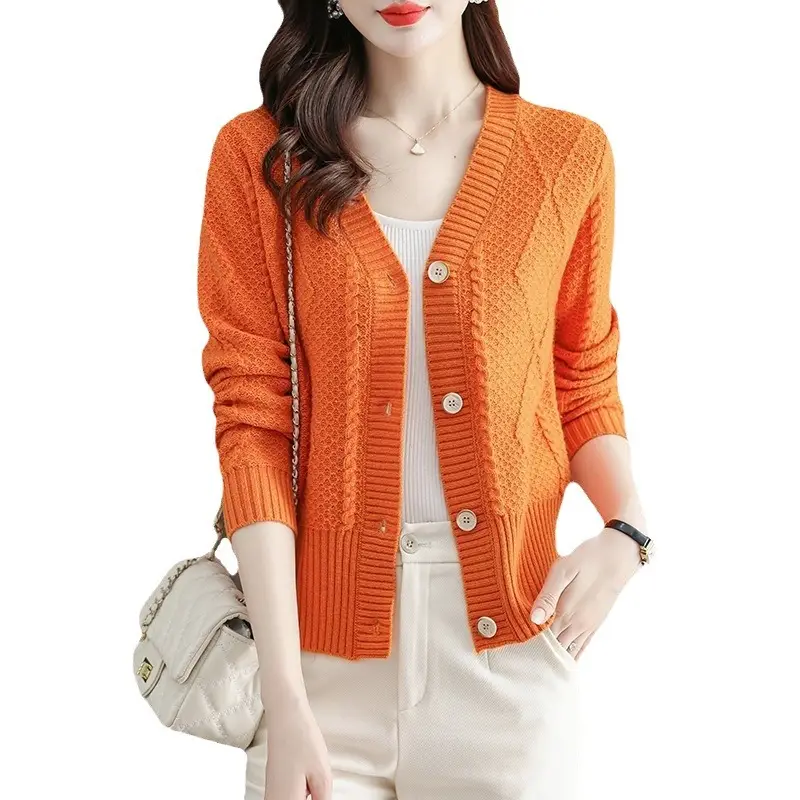 Purple V-Neck Knitted Cardigan for Women - Image 11