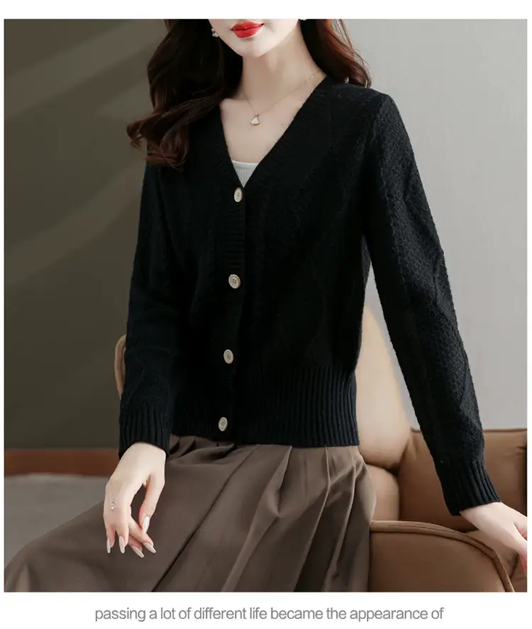 Purple V-Neck Knitted Cardigan for Women — feature 21