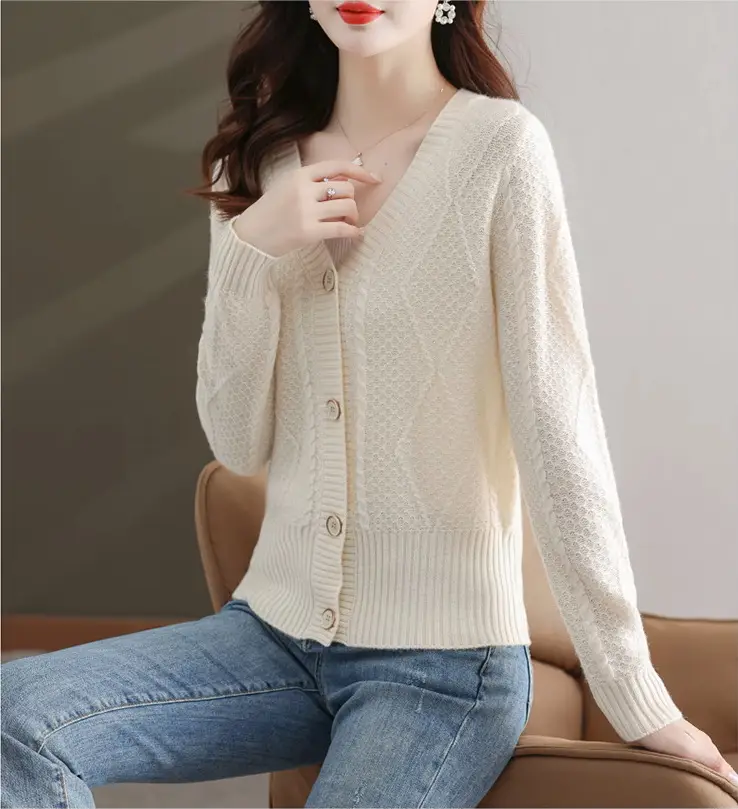 Purple V-Neck Knitted Cardigan for Women - Image 5