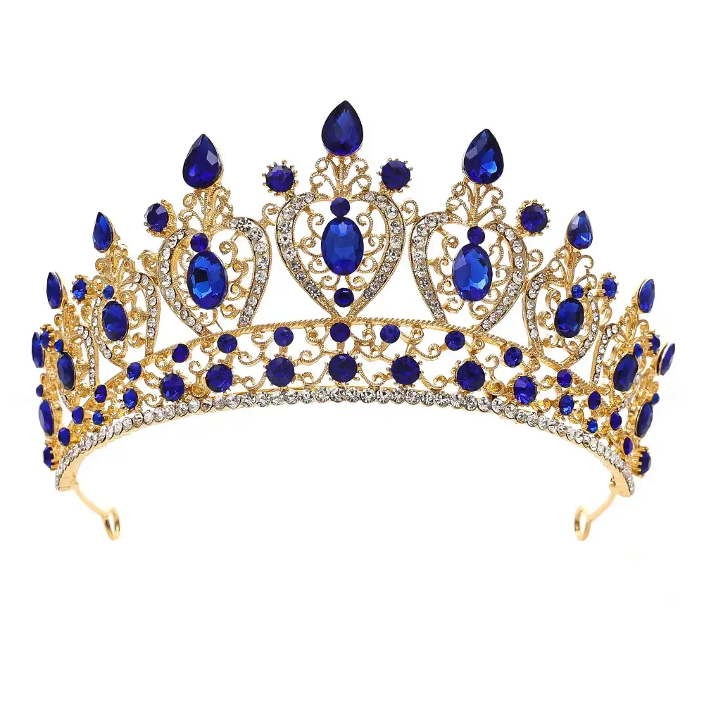 Luxury Bridal Crown with Yellow Diamonds 15" - Image 3