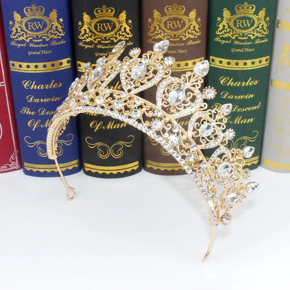 Luxury Bridal Crown with Yellow Diamonds 15" — feature 11