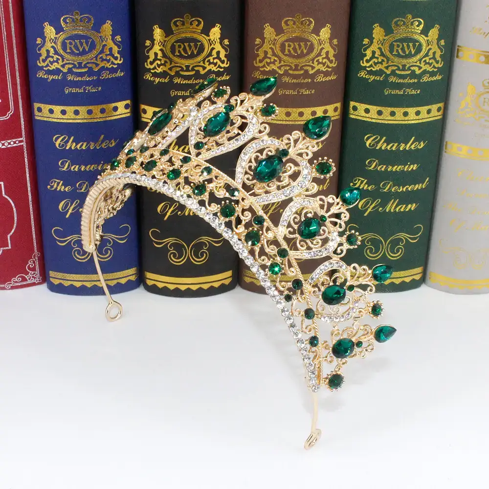 Luxury Bridal Crown with Yellow Diamonds 15" — feature 12