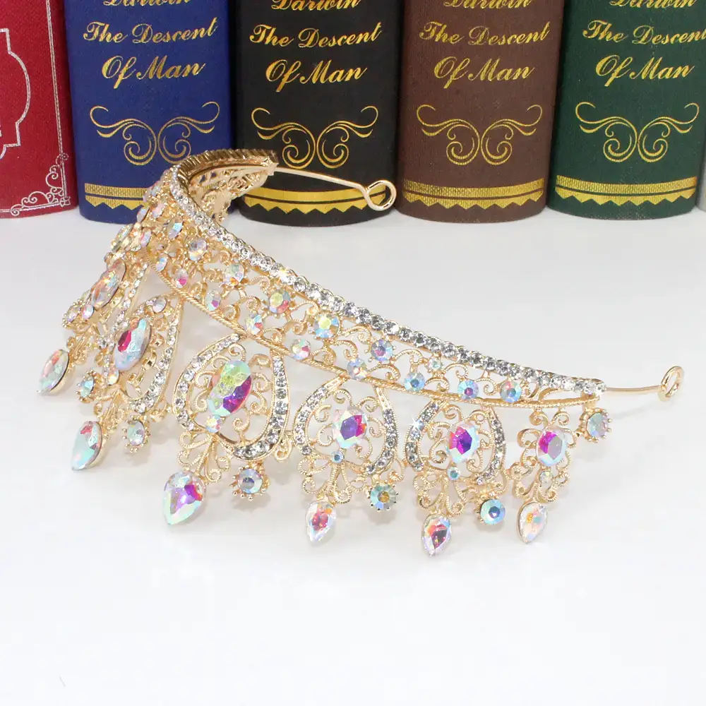 Luxury Bridal Crown with Yellow Diamonds 15" — feature 16