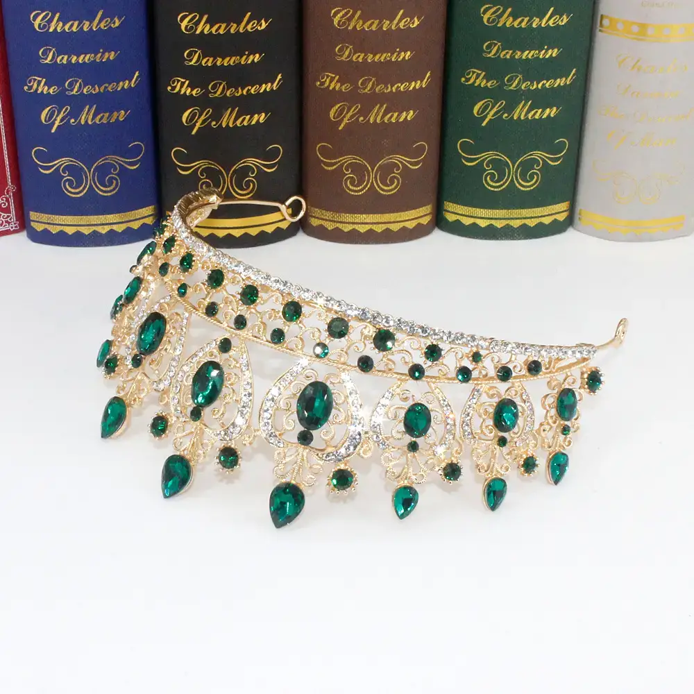 Luxury Bridal Crown with Yellow Diamonds 15" — feature 18