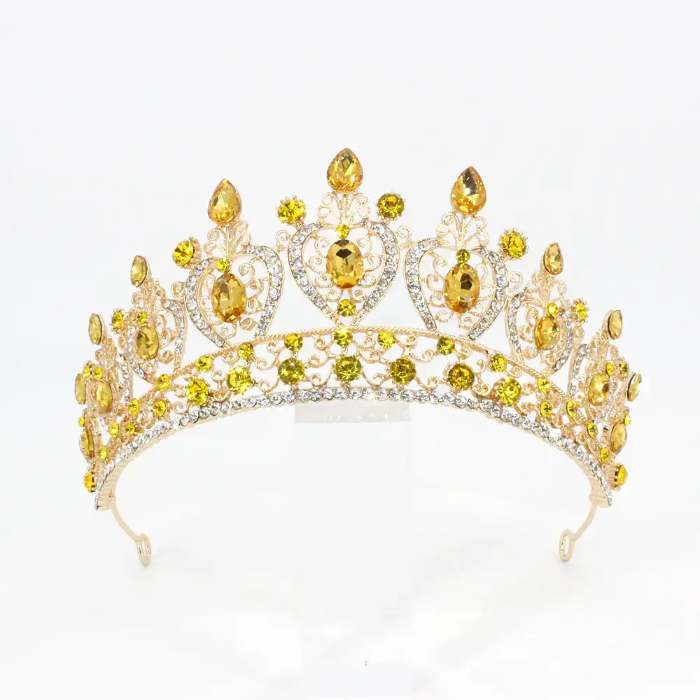 Luxury Bridal Crown with Yellow Diamonds 15" — feature 21