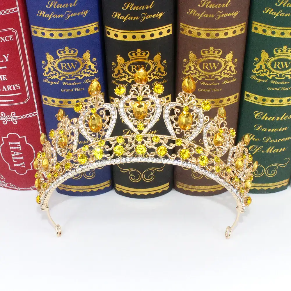 Luxury Bridal Crown with Yellow Diamonds 15" — feature 9