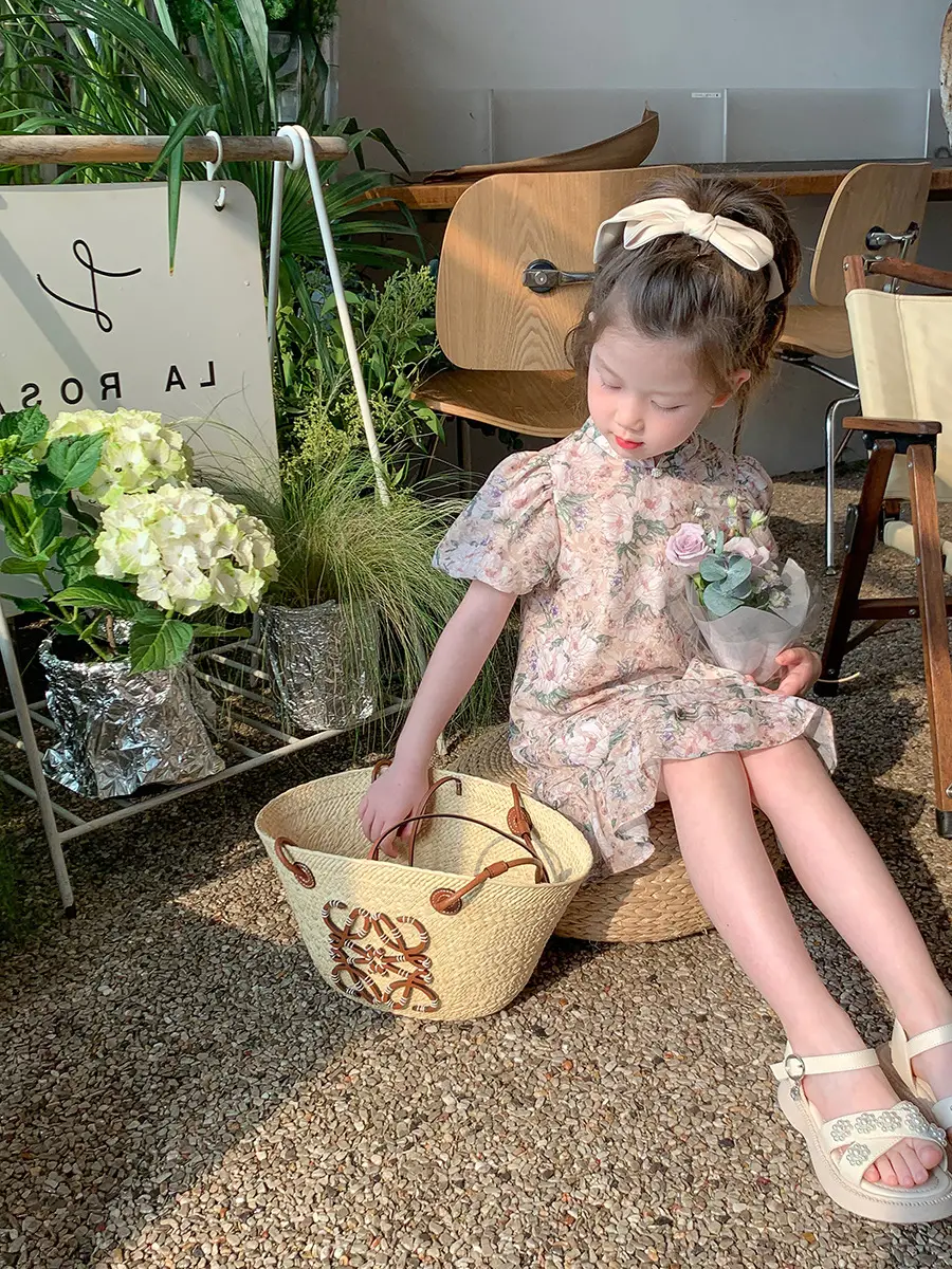 Little Girl's Floral Cheongsam Dress Summer - Image 6