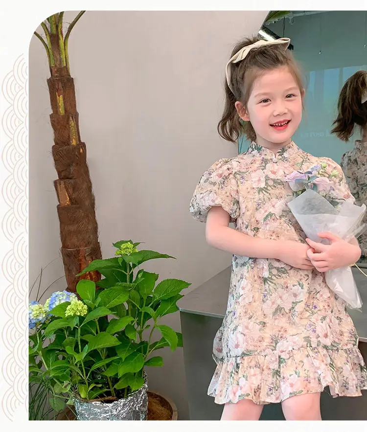 Little Girl's Floral Cheongsam Dress Summer — feature 1