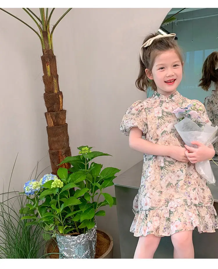 Little Girl's Floral Cheongsam Dress Summer — feature 7